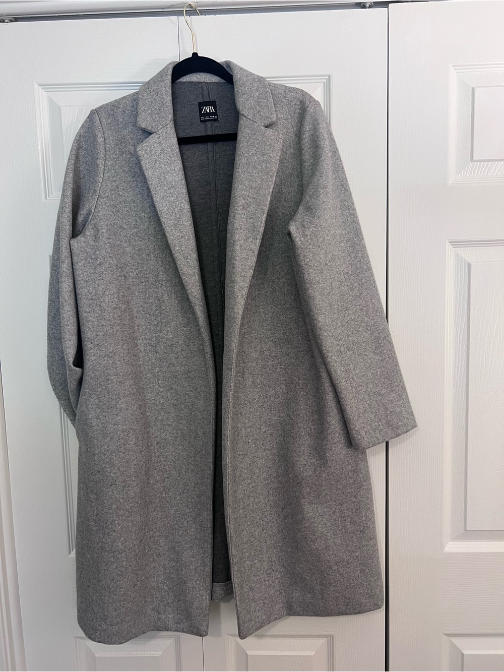 Zara Light Gray Open-Front Over-Coat
